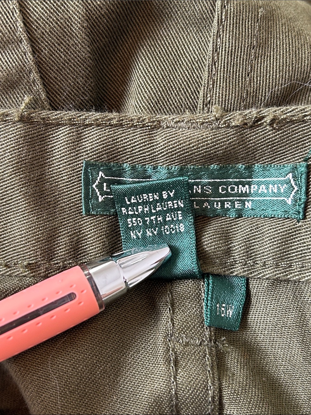 NWT Ralph Lauren Jeans Co. Mid Calf Olive Green Crop Pants Capris Size 16W - Picture 7 of 13